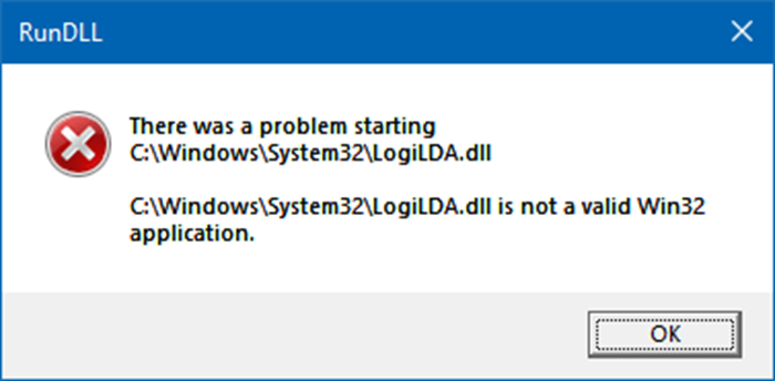 logilda.dll is not a valid win32 application